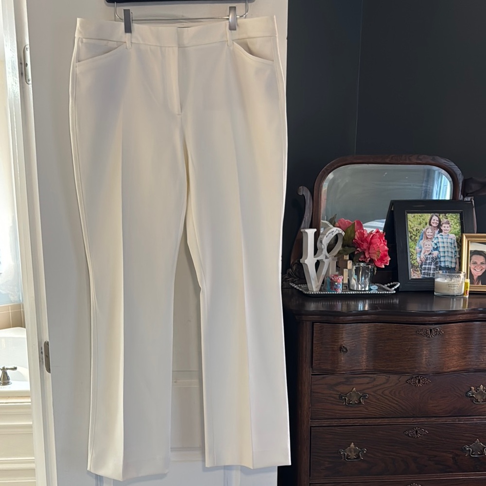 White House Black Market Cream Boot Cut Pants, size 14